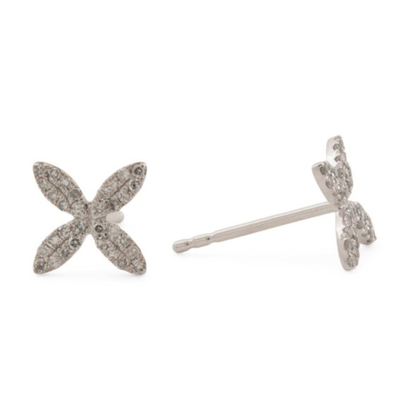 RON HAMI 14kt White Gold Diamond Flower Earrings